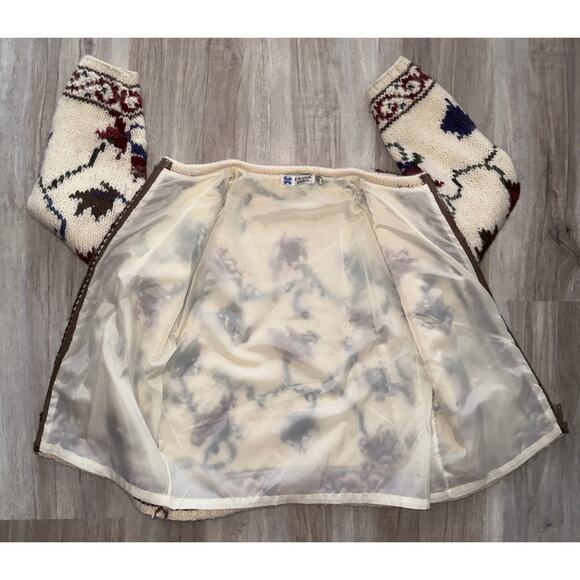 Vintage Icelandic Design 100% wool full-zip floral cardigan - size Small - Picture 5 of 11